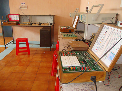 Analogue Electronics  Lab for Electronics & Telecommunication Engineering Students at ABIT, Cuttack. ABIT Students perform experiments on various Electronics  circuit Design , and practically connecting and testing through CRO.