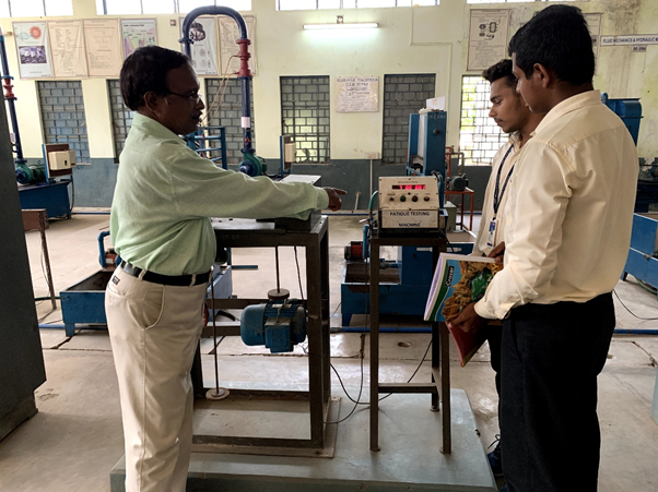 Determination of Fatigue property of metal experiment is done in material testing laboratory of ABIT Mechanical Engineering department. The students gain knowledge on material behavior in dynamic load conditions.